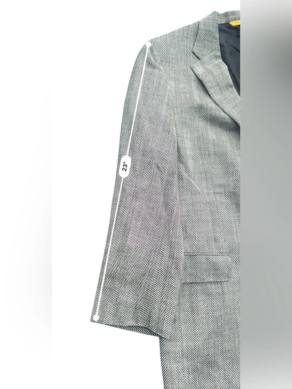 Hickey Freeman 44R Black Gray Sport Coat Blazer Houndstooth USA Made